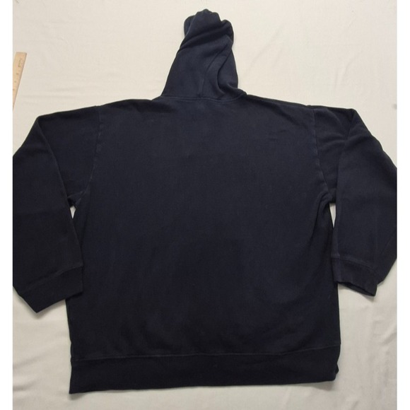 VTG Gap men's navy blue front pocket hoodie sweatshirt Gray logo XL - Picture 7 of 12